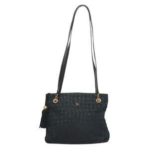 Bally Woven Suede Shoulder Bag Navy